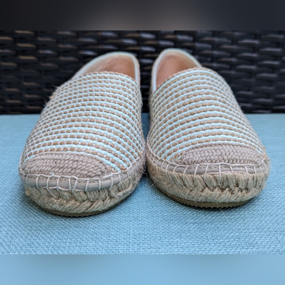 NWOT Size EU 37, 8 By Yoox Tan & Aqua Striped Espadrilles - Picture 5 of 9